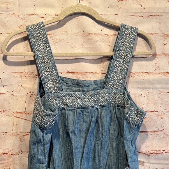 Universal Threads Chambray sundress Square neck embroidered M above knee belt - Picture 6 of 8